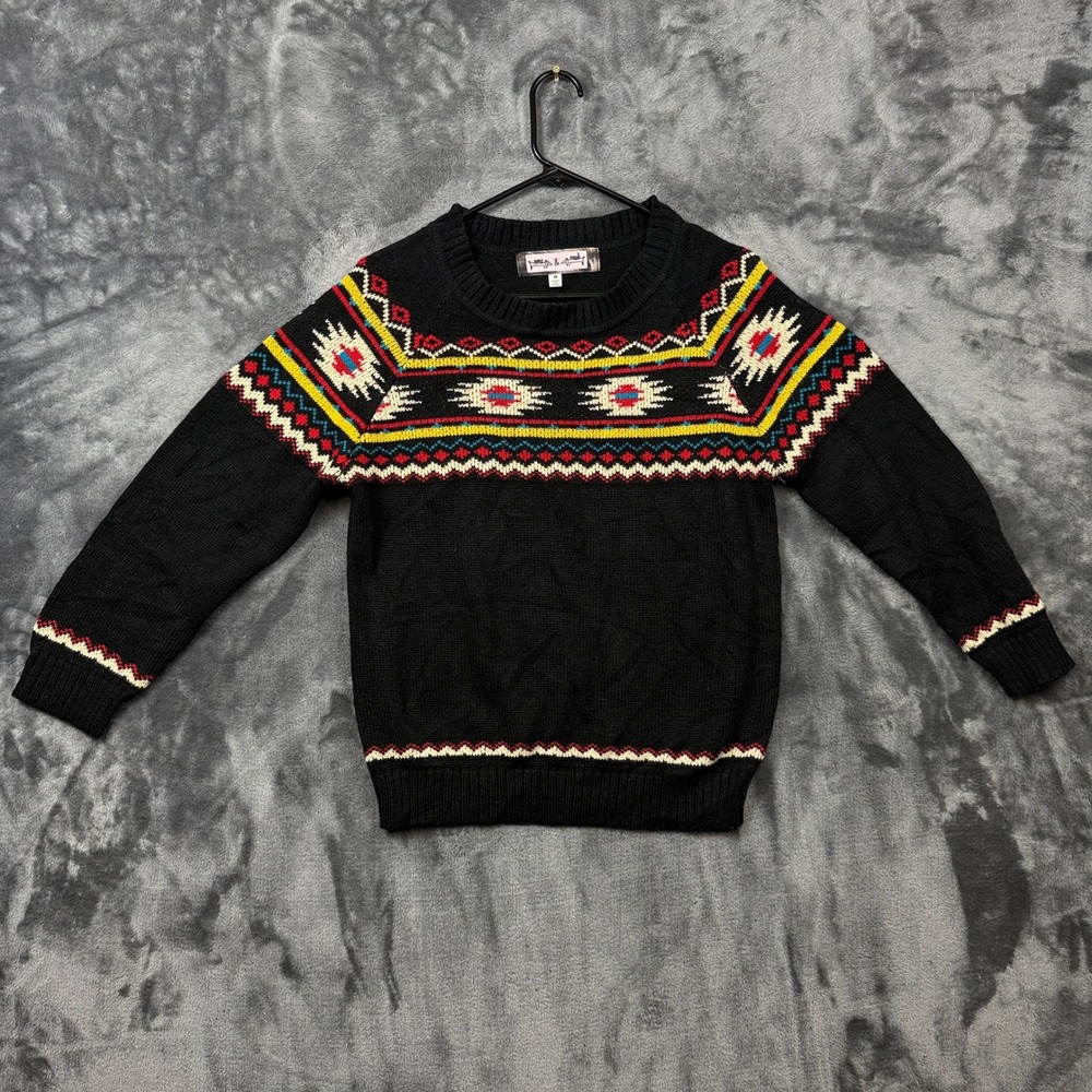 Oona & Maud Sweater Womens M Black Southwestern Geometric Knit Pullover - Picture 1 of 6
